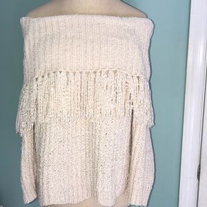 Off the shoulder cream sweater